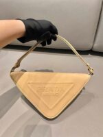 Replica Prada 1NQ043 Triangle leather pouch Apricot - 图片 2