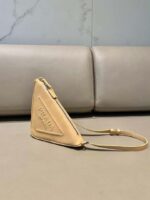 Replica Prada 1NQ043 Triangle leather pouch Apricot - 图片 3