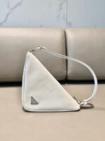 Replica Prada 1NQ043 Triangle leather pouch White - 图片 5