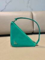 Replica Prada 1NQ043 Triangle leather pouch Lake Blue - 图片 4