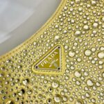 Replica Prada 1BC169 Prada Cleo satin bag with appliqués Yellow - 图片 6