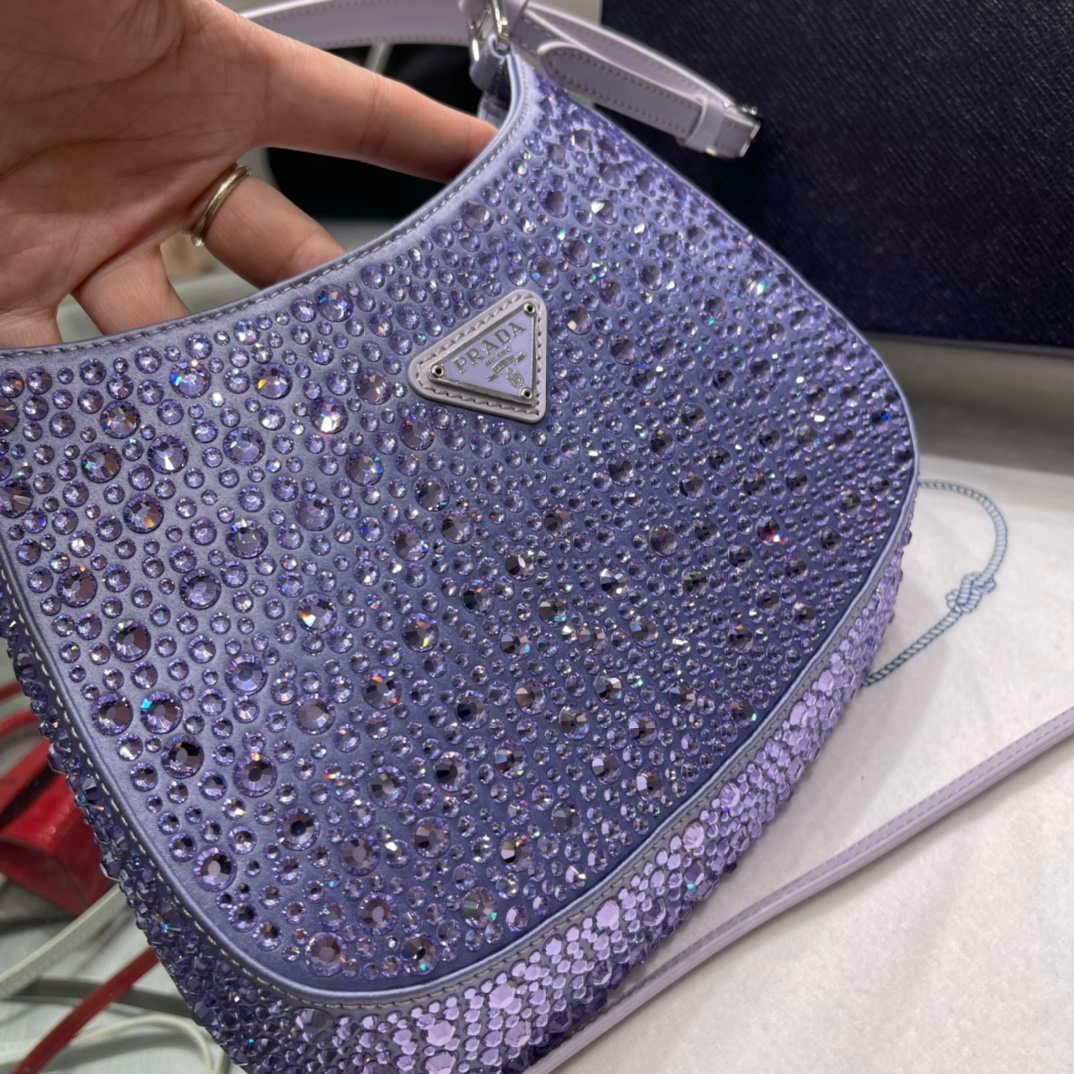 65324e8d78025.jpg Replica Prada 1BC169 Prada Cleo satin bag with appliqués Purple - 图片 1