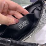 Replica Prada 1BC169 Prada Cleo satin bag with appliqués Black - 图片 3