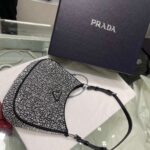 Replica Prada 1BC169 Prada Cleo satin bag with appliqués Black - 图片 7