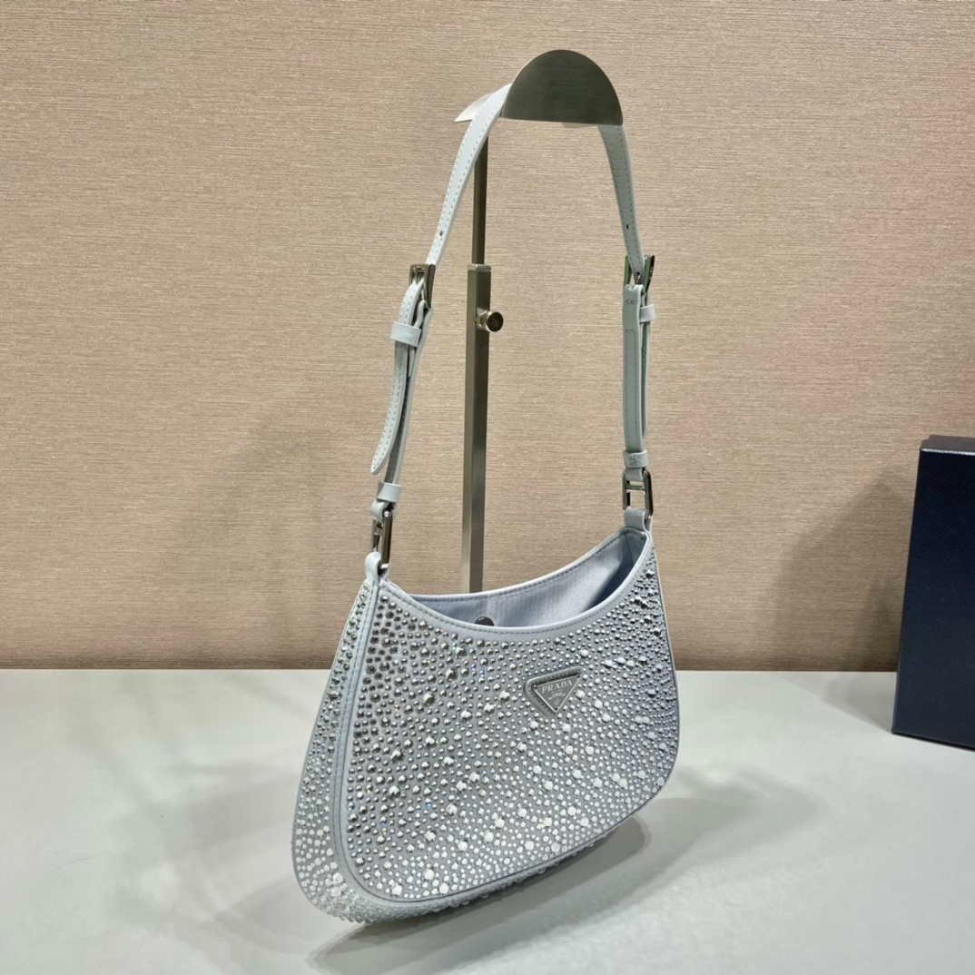 65324eb5c8b27.jpg Replica Prada 1BC169 Prada Cleo satin bag with appliqués White - 图片 1