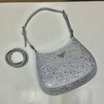 Replica Prada 1BC169 Prada Cleo satin bag with appliqués White - 图片 2