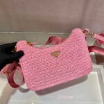 Replica Prada 1BH204 Prada Re-Edition 2005 Raffia Bag in Pink - 图片 5