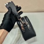 Replica Prada Leather bag with shoulder strap 1BH082 Black - 图片 5