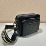 Replica Prada 2VH152 Saffiano leather shoulder bag Black