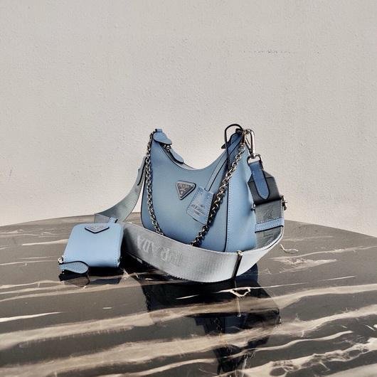 65324fa288078.jpg Replica Prada 1BH204 Prada Re-Edition 2005 Saffiano leather Bag in Light Blue - 图片 1