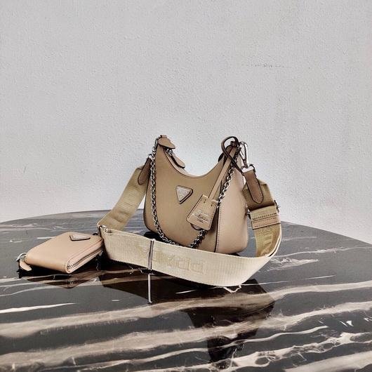 65324fc40fa3b.jpg Replica Prada 1BH204 Prada Re-Edition 2005 Saffiano leather Bag in Apricot Silver - 图片 1
