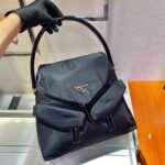 Replica Prada Signaux Nylon and Leather Hobo Bag 1BC160 Black - 图片 2