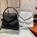 Replica Prada Signaux Nylon and Leather Hobo Bag 1BC160 Black - 图片 9