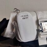 Replica Prada Pocket Nylon and Brushed Leather Bag 1BD295 White - 图片 6