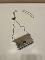Replica Prada studded card holder with shoulder strap 1MR024 Silver - 图片 3
