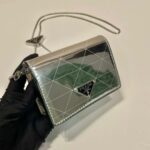 Replica Prada studded card holder with shoulder strap 1MR024 Silver - 图片 4