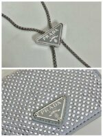 Replica Prada Crystal-studded card holder with shoulder strap 1MR024 White Crystal - 图片 4