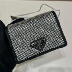Replica Prada Crystal-studded card holder with shoulder strap 1MR024 Black Crystal - 图片 2