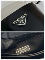 Replica Prada Mini brushed-leather bucket bag 1BE059 Black - 图片 8
