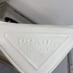 Replica Prada Leather Prada Triangle shoulder bag 1BH190 White - 图片 2