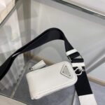 Replica Prada Leather Prada Triangle shoulder bag 1BH190 White - 图片 6