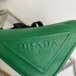 Replica Prada Leather Prada Triangle shoulder bag 1BH190 Green - 图片 3
