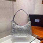 Replica Prada 1NE515 Satin mini-bag with artificial crystals gray - 图片 3
