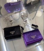 Replica Prada Cardholder with shoulder strap and sequins 1MR024 Purple - 图片 9