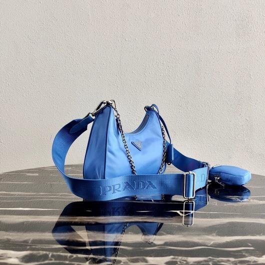 653255b771126.jpg Replica Prada 1BH204 Prada Re-Edition 2005 Nylon Bag Blue - 图片 1