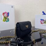 Replica Prada Nylon Vintage Chain rhombus stray Bag 1BD619 Black - 图片 2