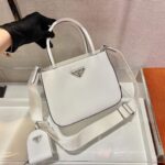 Replica Prada Brushed leather handbag 1BA320 White - 图片 2