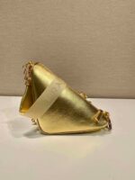 Replica Prada Leather Prada Triangle shoulder bag 1BH190 Gold - 图片 2