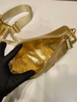 Replica Prada Leather Prada Triangle shoulder bag 1BH190 Gold - 图片 7