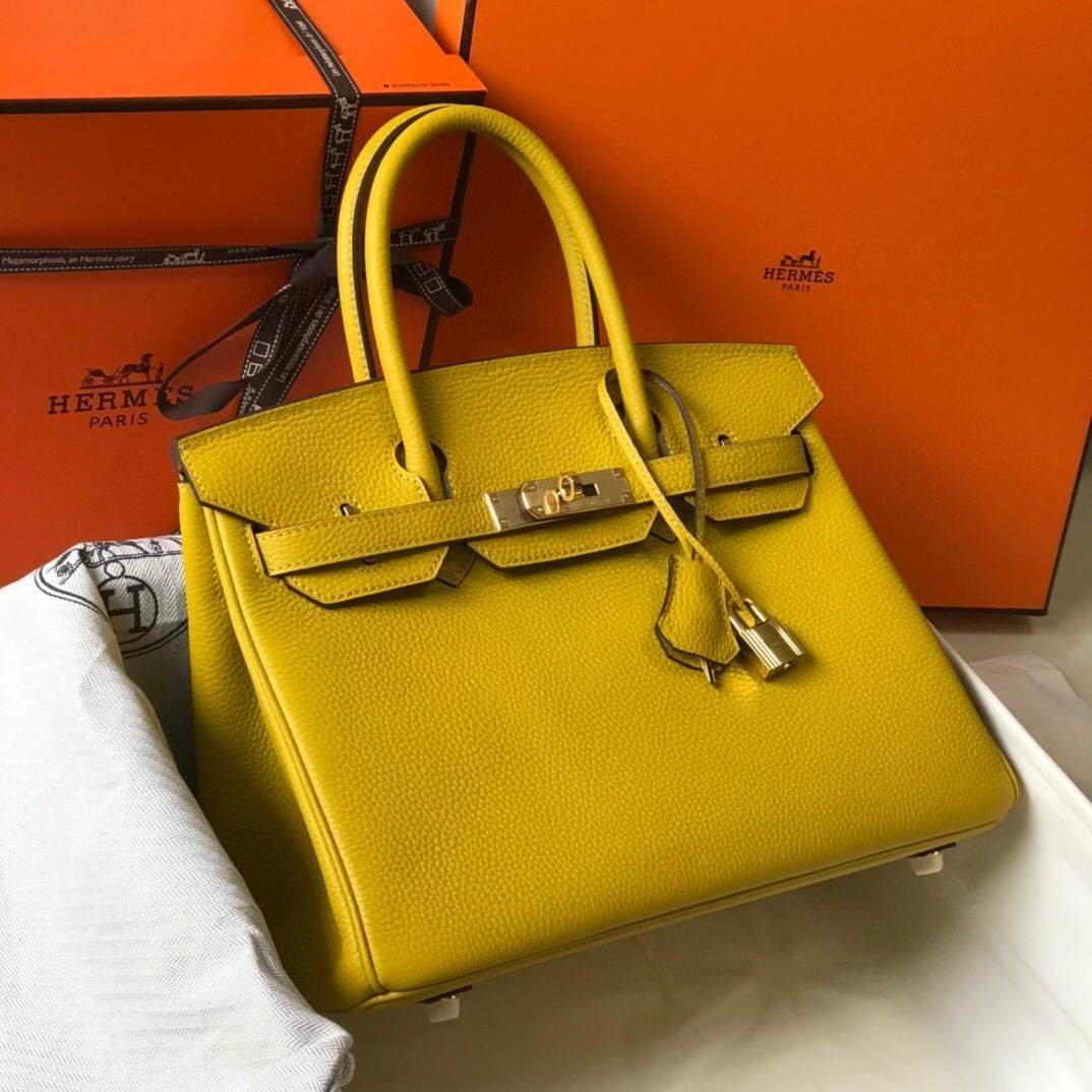 653276244b78f.jpg Replica Hermes Birkin Designer Tote Bag Togo Leather 28338 Yellow - 图片 1