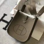 Replica Hermes Evelyne Bag Designer Hermes Mini Crossbody Real Bag 20423 Gray