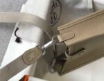 Replica Hermes Evelyne Bag Hermes Mini Crossbody Bag 20403 Silver Buckle Kakhi - 图片 6
