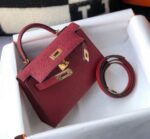 Replica Hermes Kelly Bag Hermes 19CM Epsom Shoulder Mini Bag Wine red 20462 - 图片 2