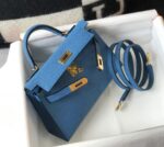 Replica Hermes Kelly Bag Hermes 19CM Epsom Shoulder Mini Bag Blue 20476 - 图片 2