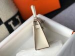 Replica Hermes Kelly Bag Hermes 19CM Epsom Shoulder Mini Bag Beige Silver buckle 20457 - 图片 2