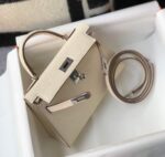 Replica Hermes Kelly Bag Hermes 19CM Epsom Shoulder Mini Bag Beige Silver buckle 20457 - 图片 4