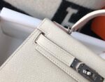 Replica Hermes Kelly Bag Hermes 19CM Epsom Shoulder Mini Bag Beige Silver buckle 20457 - 图片 7