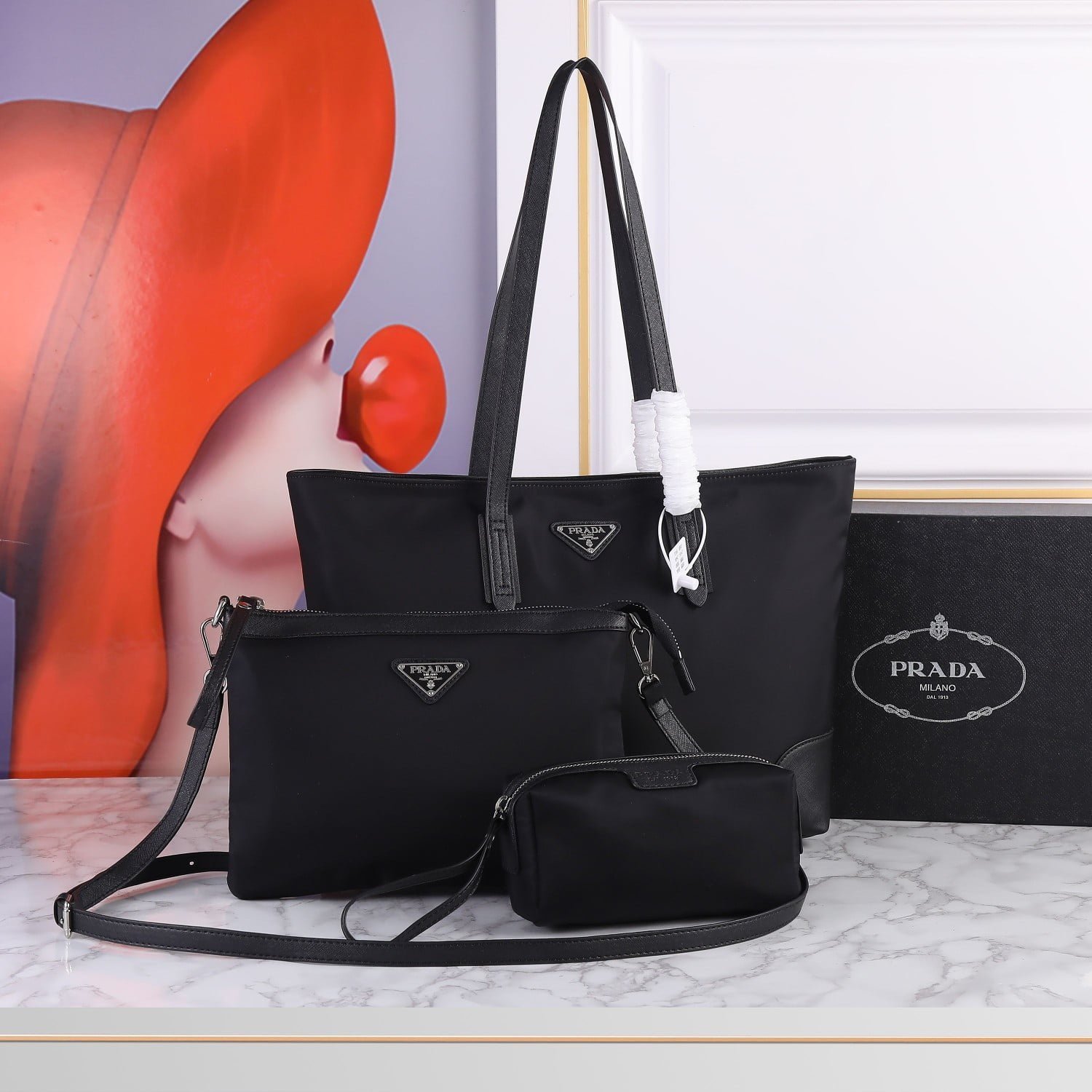 a1655289725521_7278.jpg Prada 21Tote Three-piece set handbag size: 38 33cm - 图片 1