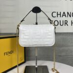 FENDI BAGUETTE Mini Chain Strap White Handbag Size: 4*18*11cm - 图片 2