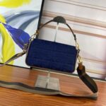 FENDI Baguette F embroidery Dark Blue shoulderbag F2029 Size: 26*5*15CM - 图片 6