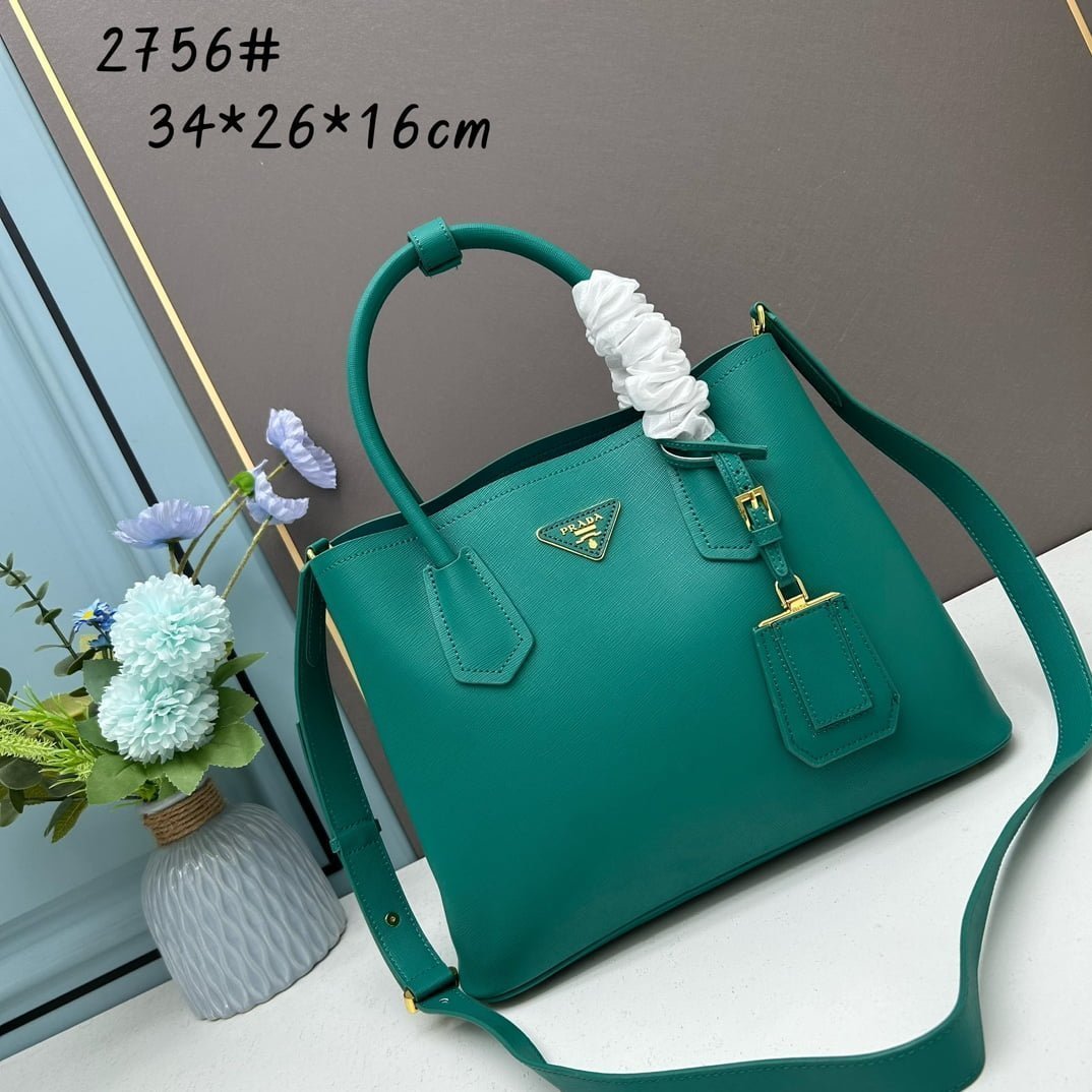 i1684693688_8415_0.jpg Prada Cross cut cowhide shoulder bag green 2756# size: 34*26*16cm - 图片 1