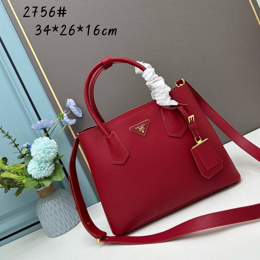 i1684693701_3903_0.jpg Prada Cross cut cowhide shoulder bag red 2756# size: 34*26*16cm - 图片 1