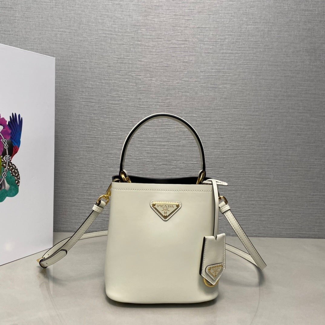 i1691423900_1857_0.jpg Prada Panier Plain cowhide Bucket bag white size: 15*16*9.5cm - 图片 1