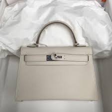 images-40.jpeg Replica Hermes Kelly Bag Hermes 19CM Epsom Shoulder Mini Bag Beige Silver buckle 20457 - 图片 1